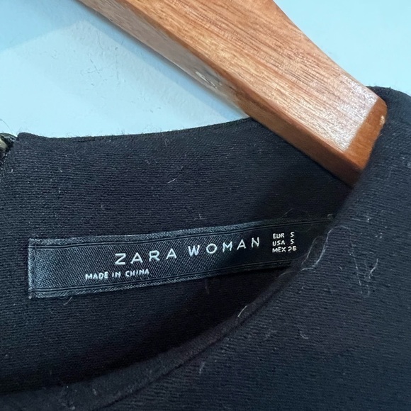 Zara Black Shift Dress Shift Modest Long Sleeves Small S - Picture 4 of 4